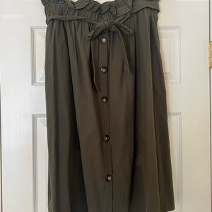 Olive Green Button-Down Skirt